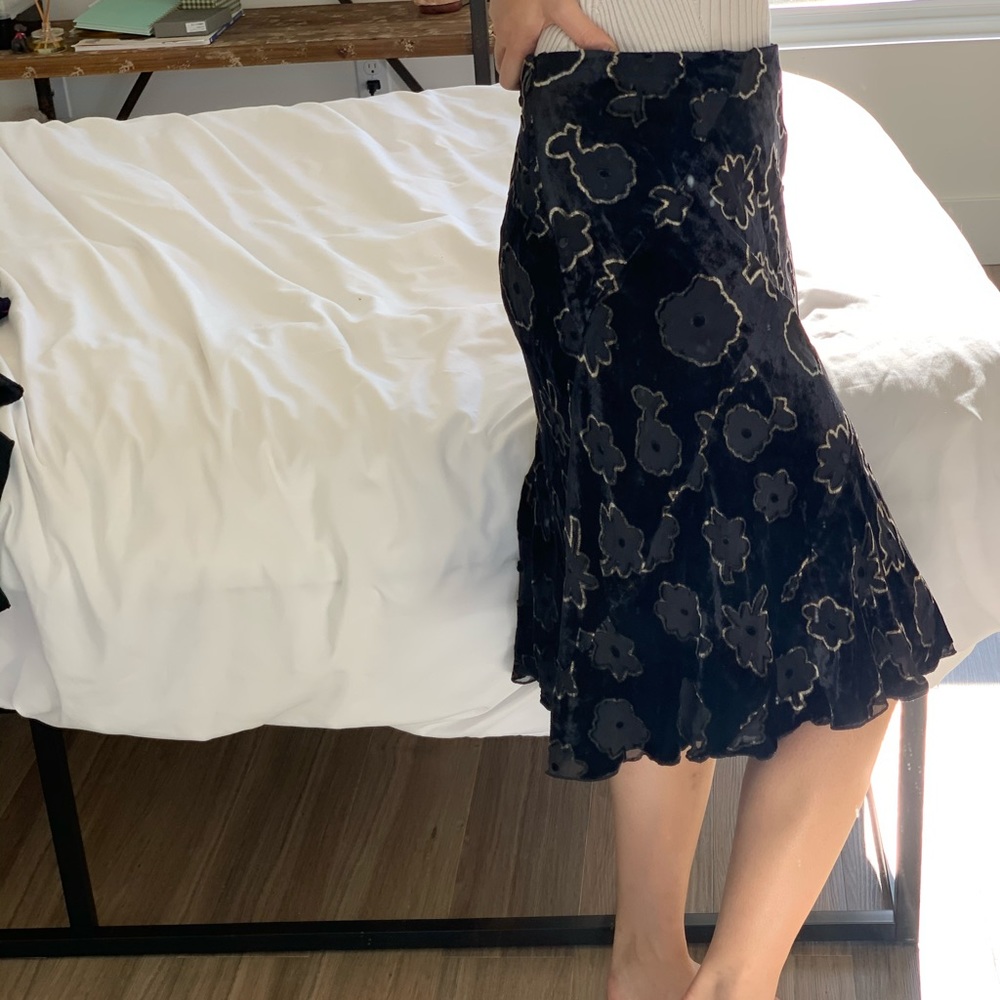 Silk velvet a line skirt